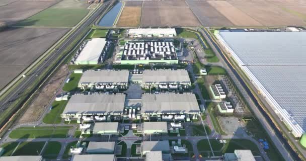 Aerial Big Datacenter Exterior Middenmeer Paesi Bassi — Video Stock