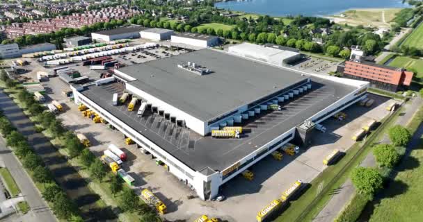 Besøkt Juni 2023 Nederland Transportbiler Jumbo Supermarked Distribusjonssenter Øverst Ned – stockvideo