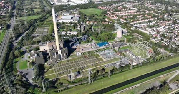 从空中俯瞰一座废物变能源发电厂 特别是Essen Karnap发电厂 — 图库视频影像