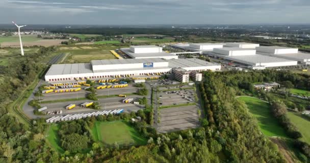 ドルトムント ドイツ 2023年10月7日 Ikea配送サービス倉庫 大規模物流 空中ドローンビュー — ストック動画