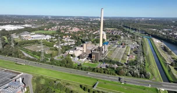 Электростанция Карнап Биомасса Северном Рейне Вестфалия Германия Производство Энергии Обзор — стоковое видео