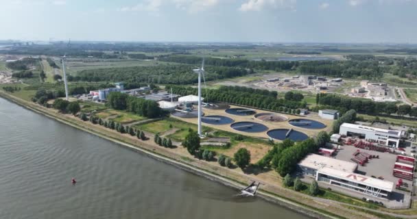 Planta Tratamiento Aguas Residuales Rotterdam Países Bajos Vista Aérea Del — Vídeos de Stock