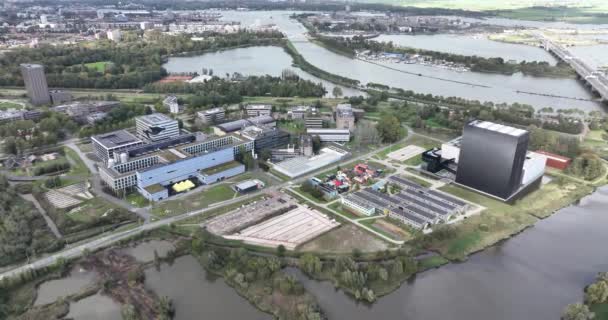 Vista Aérea Drones Parque Científico Amsterdã Abrigando Data Center Amsterdam — Vídeo de Stock