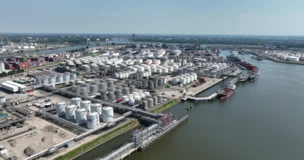 Juni 2023 Rotterdam Niederlande Botlek Bereich Industriehafen Luftaufnahme Drohne — Stockvideo
