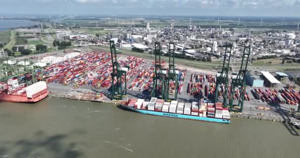 2023 Augusztus Antwerpen Belgium Psa Antwerpen Noordzee Terminál Konténerhajók Kirakodása — Stock videók