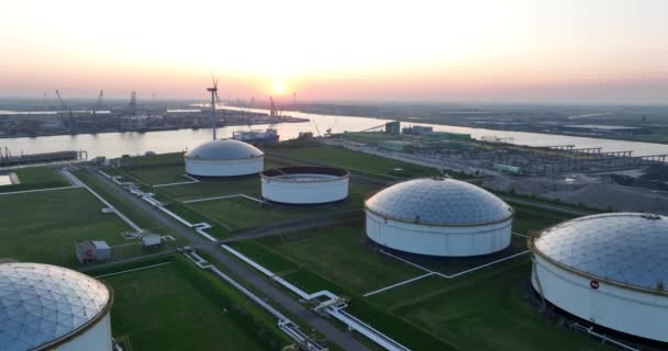 Port Petrochemiczny Duża Infrastruktura Przemysłowa Widok Lotu Ptaka Amsterdam Holandia — Wideo stockowe