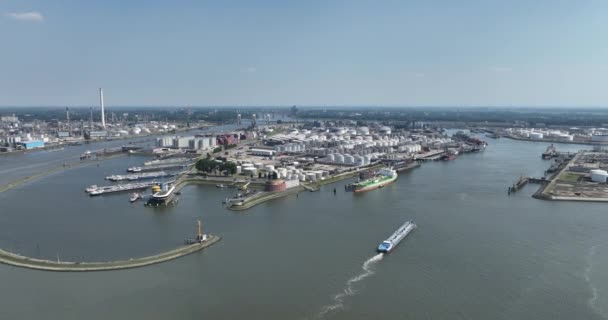 9Th June 2023 Rotterdam Netherlands Botlek Area Industrial Port Aerial — Stock Video