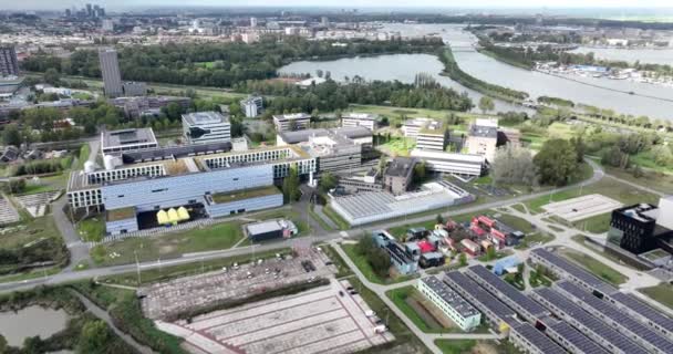Vista Aérea Drone Amsterdam Science Park Campus Universitário Data Center — Vídeo de Stock