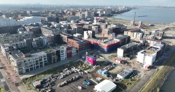Амстердам Ноября 2023 Года Нидерланды Новый Современный Жилой Район Ийбурга — стоковое видео