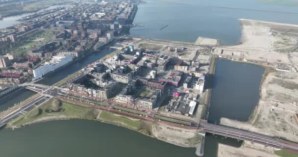 Centrumeilandia Isla Artificial Nueva Construcción Creada Con Fines Residenciales Amsterdam — Vídeos de Stock