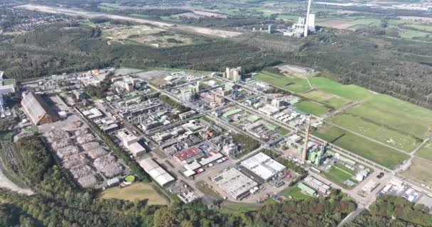 Bergkamen Industriområde Tyskland Med Fokus Industrianläggningar Infrastruktur Flygdrönare — Stockvideo