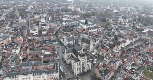 Vue Aérienne Par Drone Ville Louvain Belgique Avec Accent Sur — Video