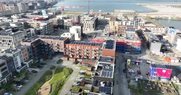 Nowy Budynek Mieszkalny Ijburg Amsterdam Holandia Widok Drona Powietrza — Wideo stockowe