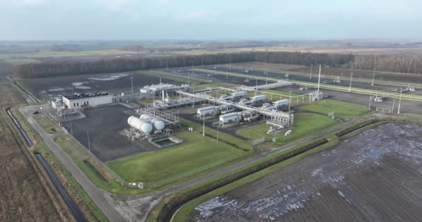 Natural Gas Processing Site Area Groningen Netherlands Aerial Drone View — Stock Video