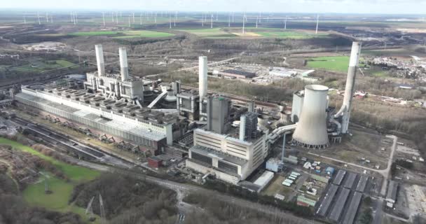Erőmű Németországban Erőmű Fosszilis Tüzelőanyagok Mint Lignit Átalakítása Energiává Légi — Stock videók