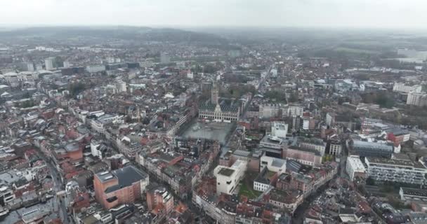 Louvain Belgique Vue Aérienne Sur Ville Par Drone Jour Nuageux — Video