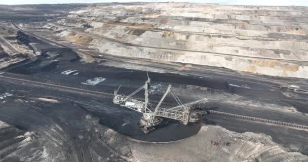 Lignite Mineração Combustíveis Fósseis Mineração Céu Aberto Larga Escala Ecavator — Vídeo de Stock