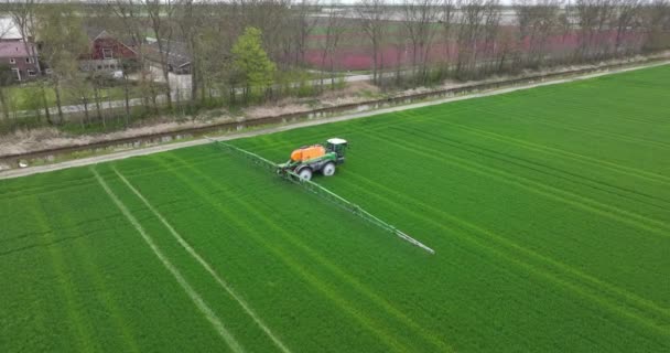 Creil Nederland April 2023 Precisie Efficiëntie Luchtfoto Van Landbouwer Die — Stockvideo
