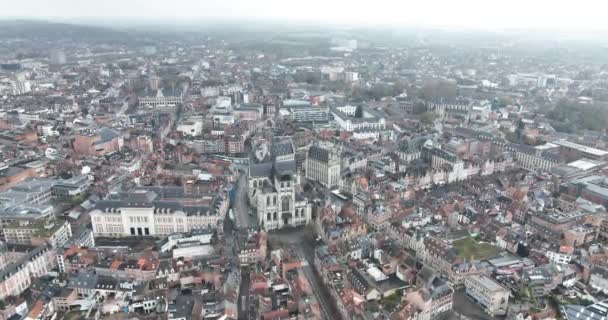 Vue Aérienne Sur Centre Ville Louvain Belgique — Video