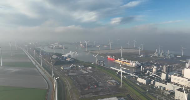 Veduta Aerea Drone Sulla Eemshaven Paesi Bassi Grande Porto Marittimo — Video Stock