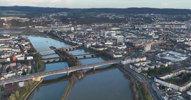 Koblenz Město Německu Rýně Moselle River Porýní Falcko Letecký Pohled — Stock video