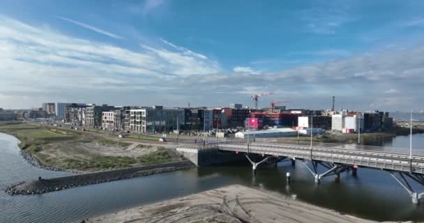 Amsterdam November 2023 Niederlande Luftaufnahme Einer Drohne Auf Einem Neu — Stockvideo