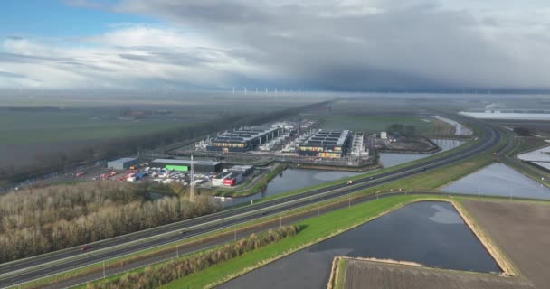 Nova Construção Grande Data Center Holanda Middenmeer Hollandse Kroon Países — Vídeo de Stock
