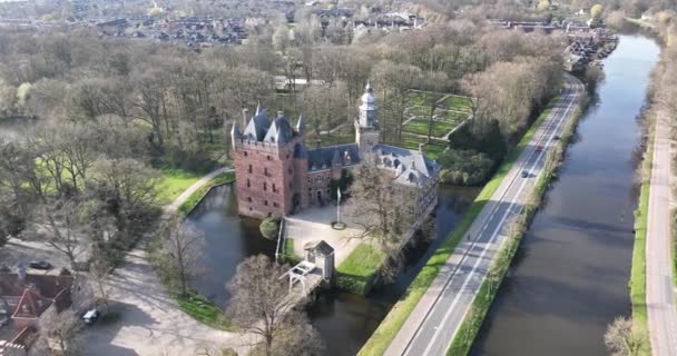 Aerial View Castle Nijenrode Breukelen University Campus Histroical Castle — Stock Video