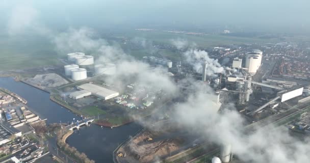 Flygdrönare Syn Sockerfabrik Bearbetning Sockerbetor Groningen Nederländerna — Stockvideo