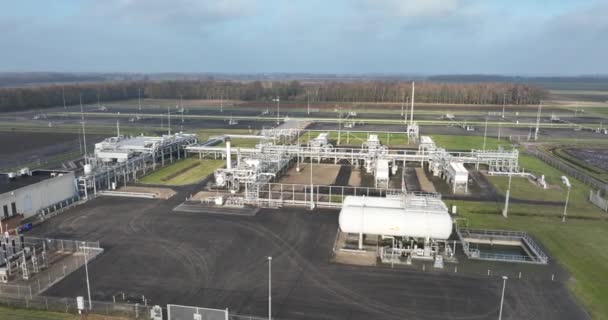 Naturgasbrytningsanläggning Slochteren Naturgasfält Nederländerna Flygdrönare — Stockvideo