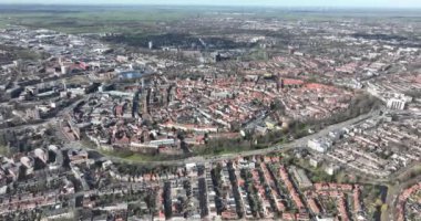 Şehir manzarası Amersfoort, şehir merkezi, Hollanda. Havadan kuşların bakış açısı.