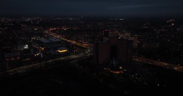 Гронинген Нидерланды Декабря 2023 Года Вид Город Гронинген Ночью Инфраструктура — стоковое видео