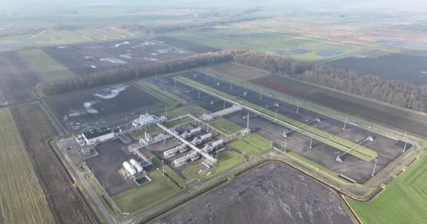 Grootste Aardgasveld Van Europa Gasveld Slochteren Luchtdrone Zicht — Stockvideo
