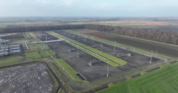 Μεγαλύτερο Πεδίο Φυσικού Αερίου Της Ευρώπης Πεδίο Αερίου Slochteren Αεροφωτογραφία — Αρχείο Βίντεο