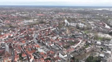 Zutphen, Hollanda şehir merkezinin hava görüntüsü.