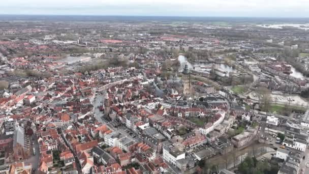 Вид Воздуха Центр Города Zutphen Нидерланды — стоковое видео