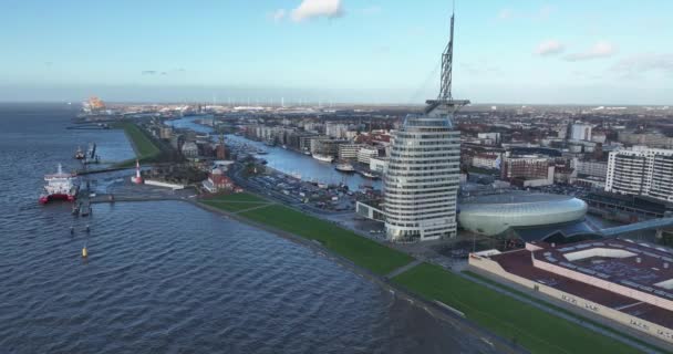Bremerhaven Freie Hansestadt Bremen Almanya Aralık 2023 Atlantic Hotel Sail — Stok video