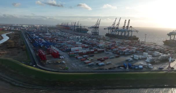 Bremerhaven Land Freie Hansestadt Bremen Dezember 2023 Containerterminal Bremerhaven Drohnenblick — Stockvideo