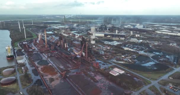 Acerías Orillas Del Río Weser Bremen Alemania Industria Pesada Producción — Vídeo de stock