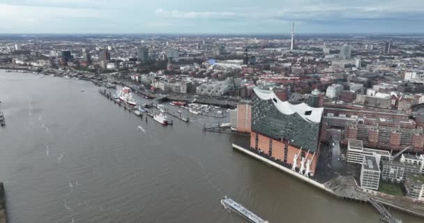 Hamburg Niemcy Grudnia 2023 Elbphilharmonie Sala Koncertowa Niemieckim Hamburgu Widok — Wideo stockowe