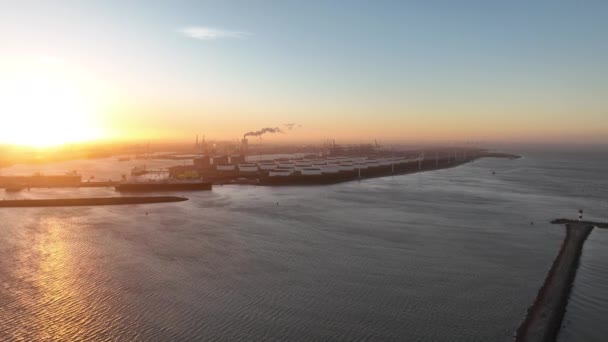 Хук Ван Голландія Роттердамський Порт Північне Море Lng Термінал Зберігання — стокове відео
