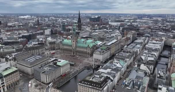 Budynek Ratusza Hamburg City Hall Języku Niemieckim Hamburger Rathaus Jest — Wideo stockowe