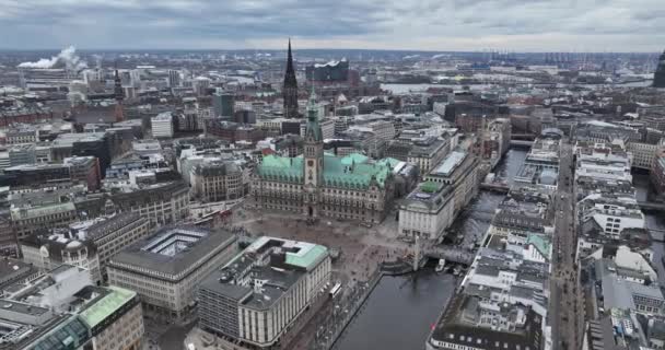 Vue Aérienne Sur Hôtel Ville Hambourg Allemagne Grande Ville Vue — Video