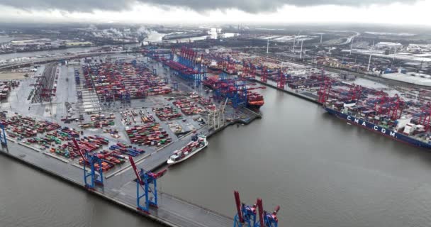 Hamburg Niemcy Grudnia 2023 Urchardkai Container Terminal Obsługi Kontenera Porcie — Wideo stockowe