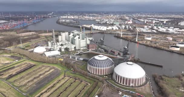 Paliwa Kopalne Elektrownia Węglowa Porcie Hamburgu Niemcy — Wideo stockowe
