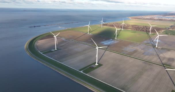 Turbiny Wiatrowe Wytwarzanie Energii Odnawialnej Czysta Energia Energia Wiatrowa Holandii — Wideo stockowe