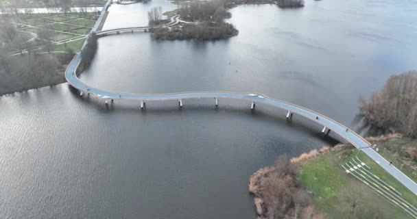 Мост Через Реку Уир Алмере Флеволанд Нидерланды — стоковое видео