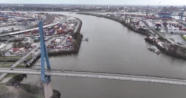 Ponte Kohlbrand Kohlbrandbrucke Cabo Ficou Ponte Porto Hamburgo Alemanha — Vídeo de Stock