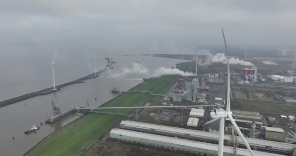 Delfzijl港 化工产品的加工和生产以及大型船舶的港口入口 — 图库视频影像