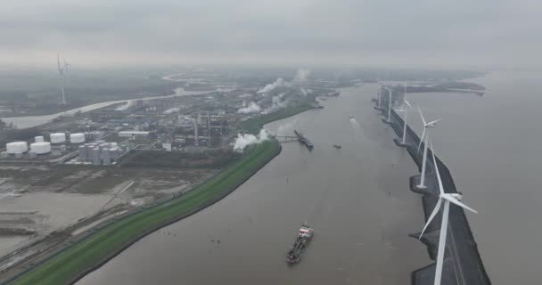 Delfzijl Groningen Hollanda Aralık 2023 Delfzijl Limanı Girişi Delfzijl Limanı — Stok video
